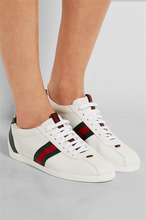 gucci ace watersnake-trimmed leather sneakers. ...|gucci ace shoes customer service.